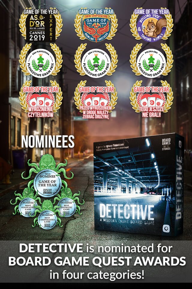 Detective & Monolith Arena nominated by Board Game Quest!
